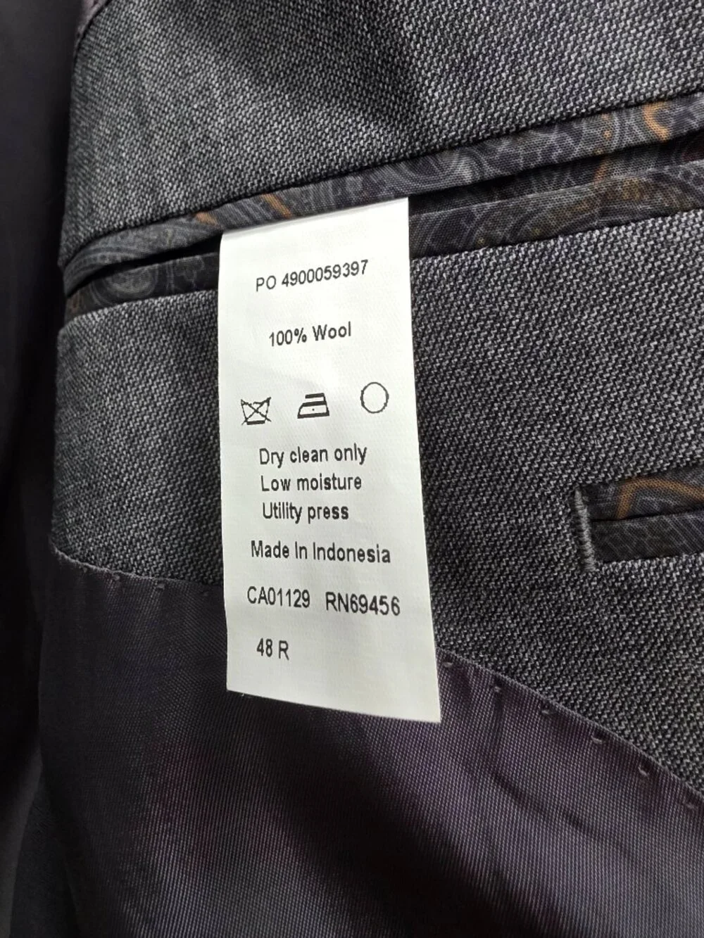 Ralph Lauren 48R Gray Blazer Sport Coat Jacket 2-Button Solid W856